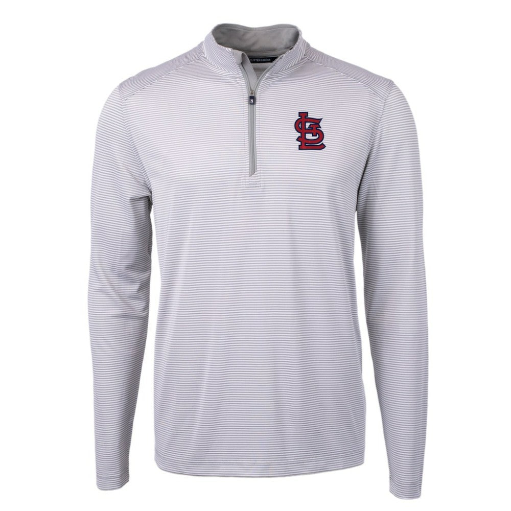 MLB St. Louis Cardinals Cutter & Buck Virtue Eco Pique Micro Stripe Recycled Quarter-Zip Pullover Top