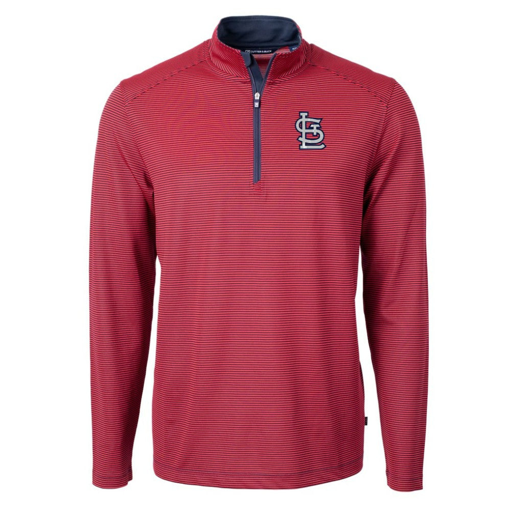 MLB St. Louis Cardinals Cutter & Buck Virtue Eco Pique Micro Stripe Recycled Quarter-Zip Pullover Top