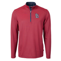 MLB St. Louis Cardinals Cutter & Buck Virtue Eco Pique Micro Stripe Recycled Quarter-Zip Pullover Top