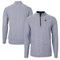MLB Washington Nationals Cutter & Buck Virtue Eco Pique Micro Stripe Recycled Quarter-Zip Pullover Top