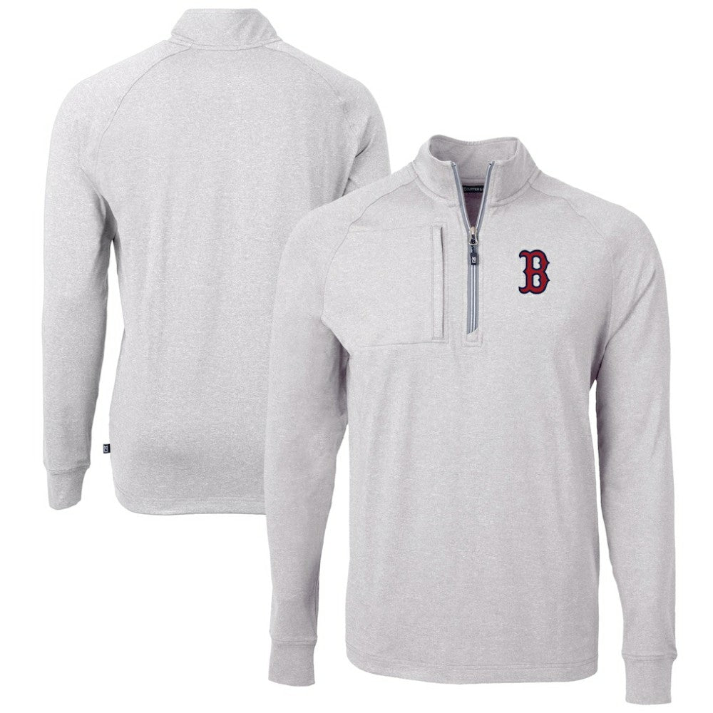 MLB Boston Red Sox Cutter & Buck Adapt Eco Knit Stretch Recycled Quarter-Zip Pullover Top