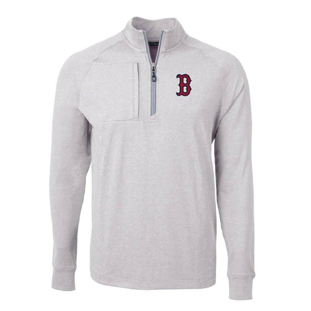MLB Boston Red Sox Cutter & Buck Adapt Eco Knit Stretch Recycled Quarter-Zip Pullover Top