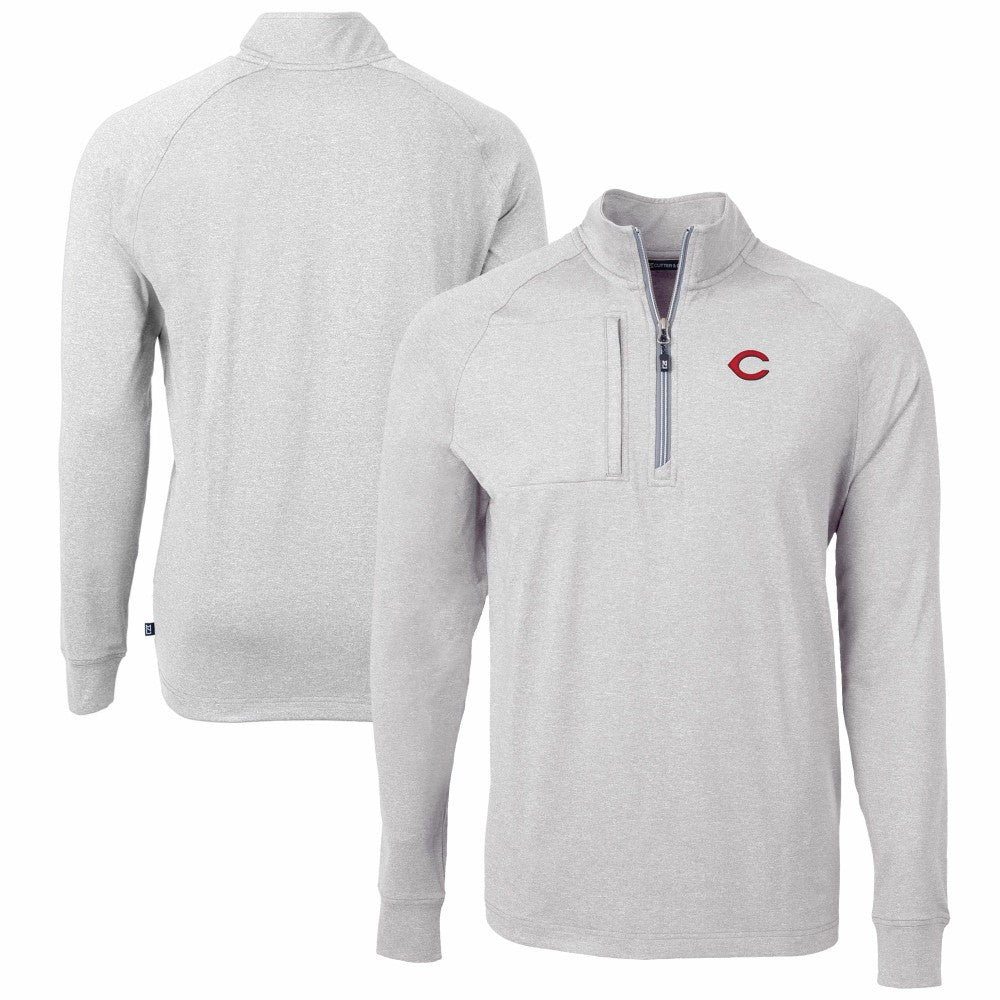MLB Cincinnati Reds Cutter & Buck Adapt Eco Knit Stretch Recycled Quarter-Zip Pullover Top