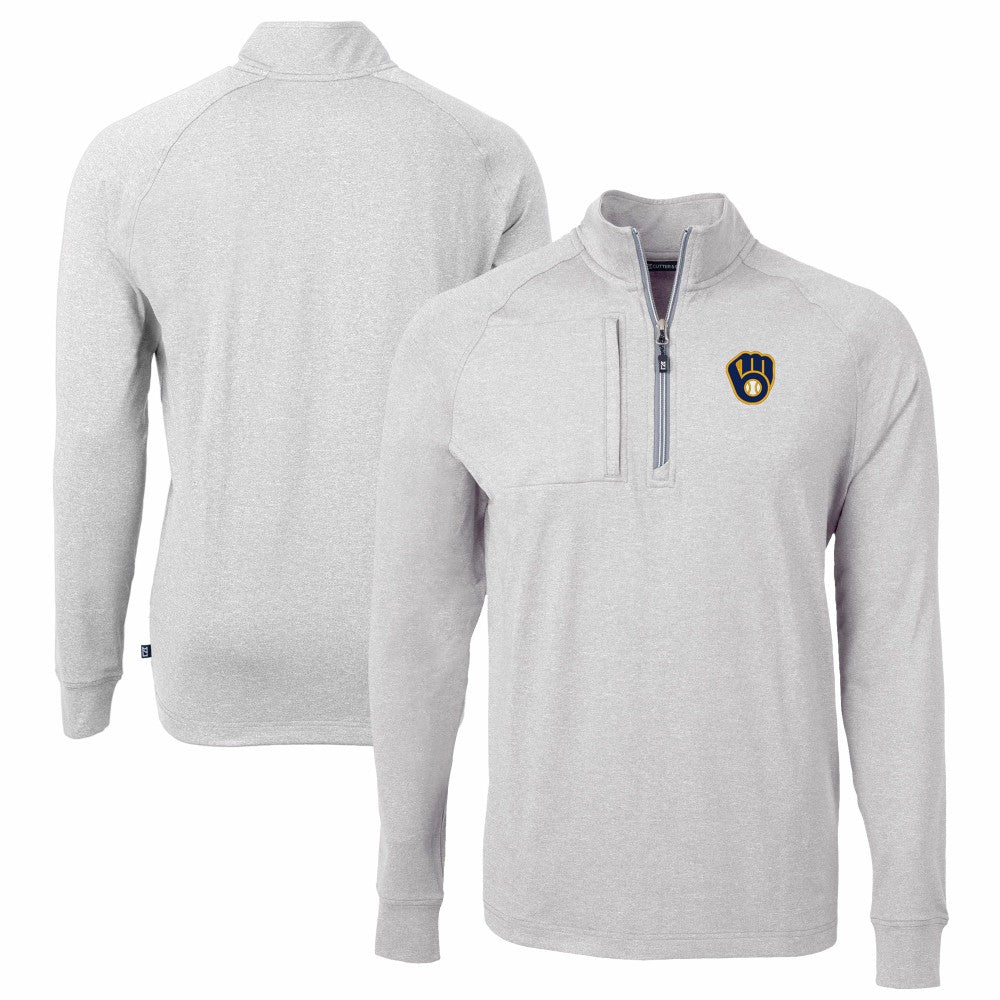 MLB Milwaukee Brewers Cutter & Buck Adapt Eco Knit Stretch Recycled Quarter-Zip Pullover Top