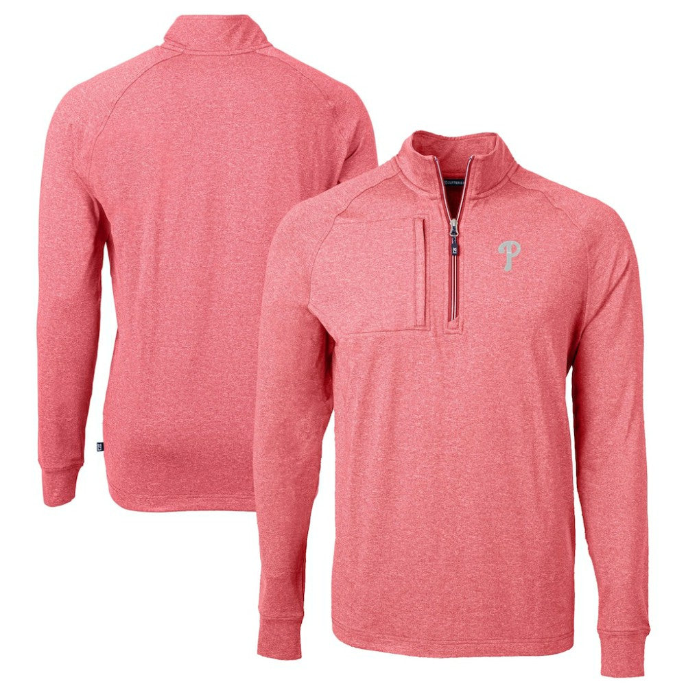 MLB Philadelphia Phillies Cutter & Buck Adapt Eco Knit Stretch Recycled Quarter-Zip Pullover Top
