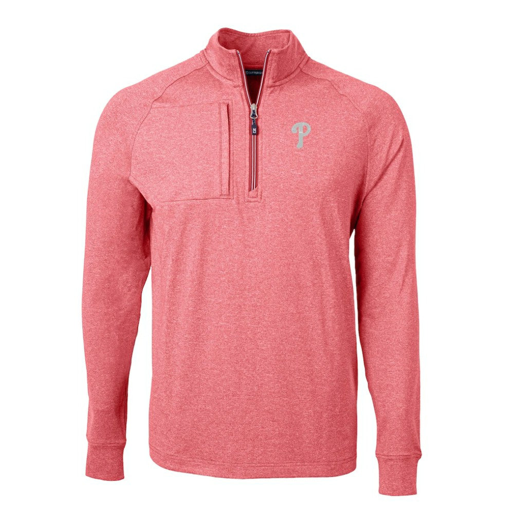 MLB Philadelphia Phillies Cutter & Buck Adapt Eco Knit Stretch Recycled Quarter-Zip Pullover Top