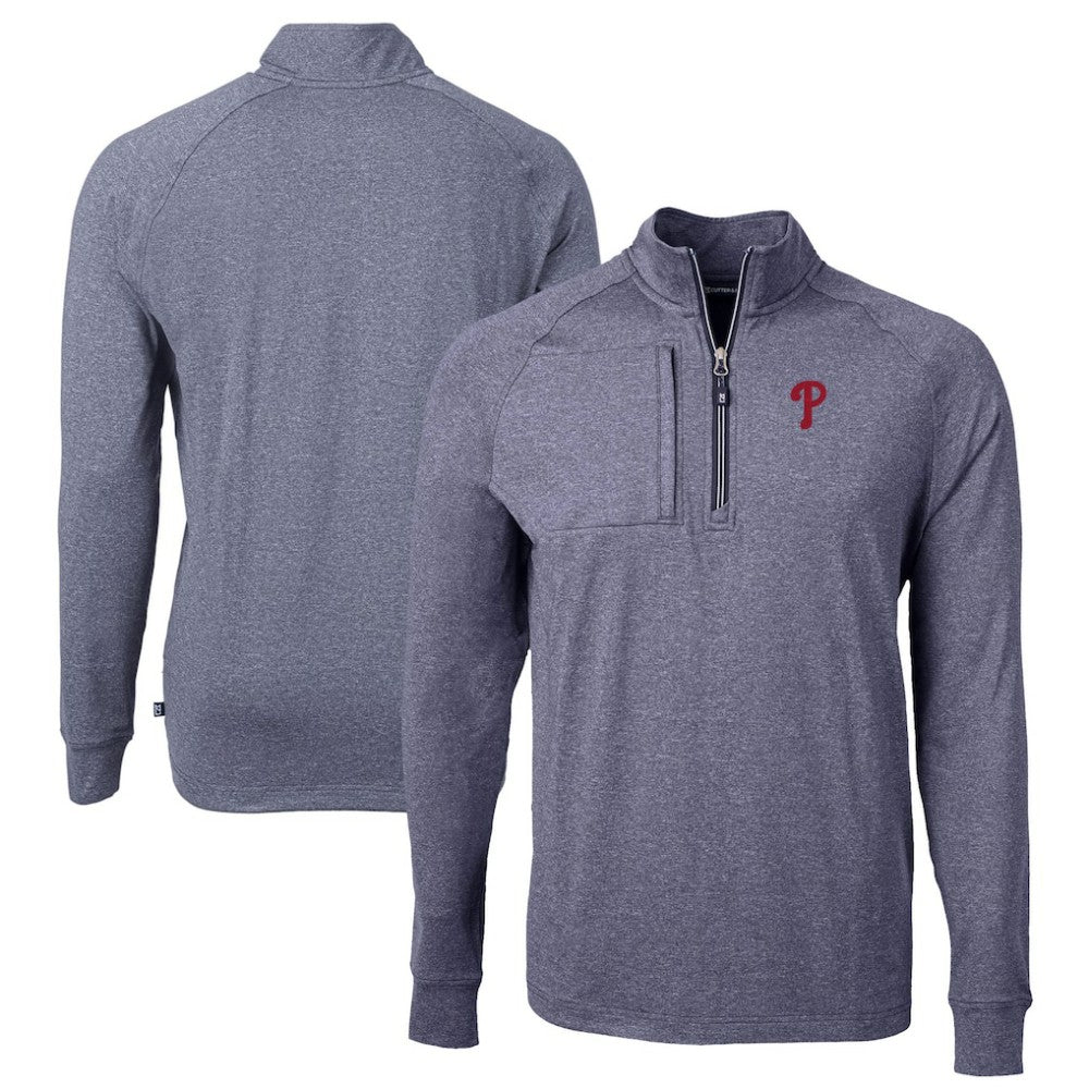 MLB Philadelphia Phillies Cutter & Buck Adapt Eco Knit Stretch Recycled Quarter-Zip Pullover Top