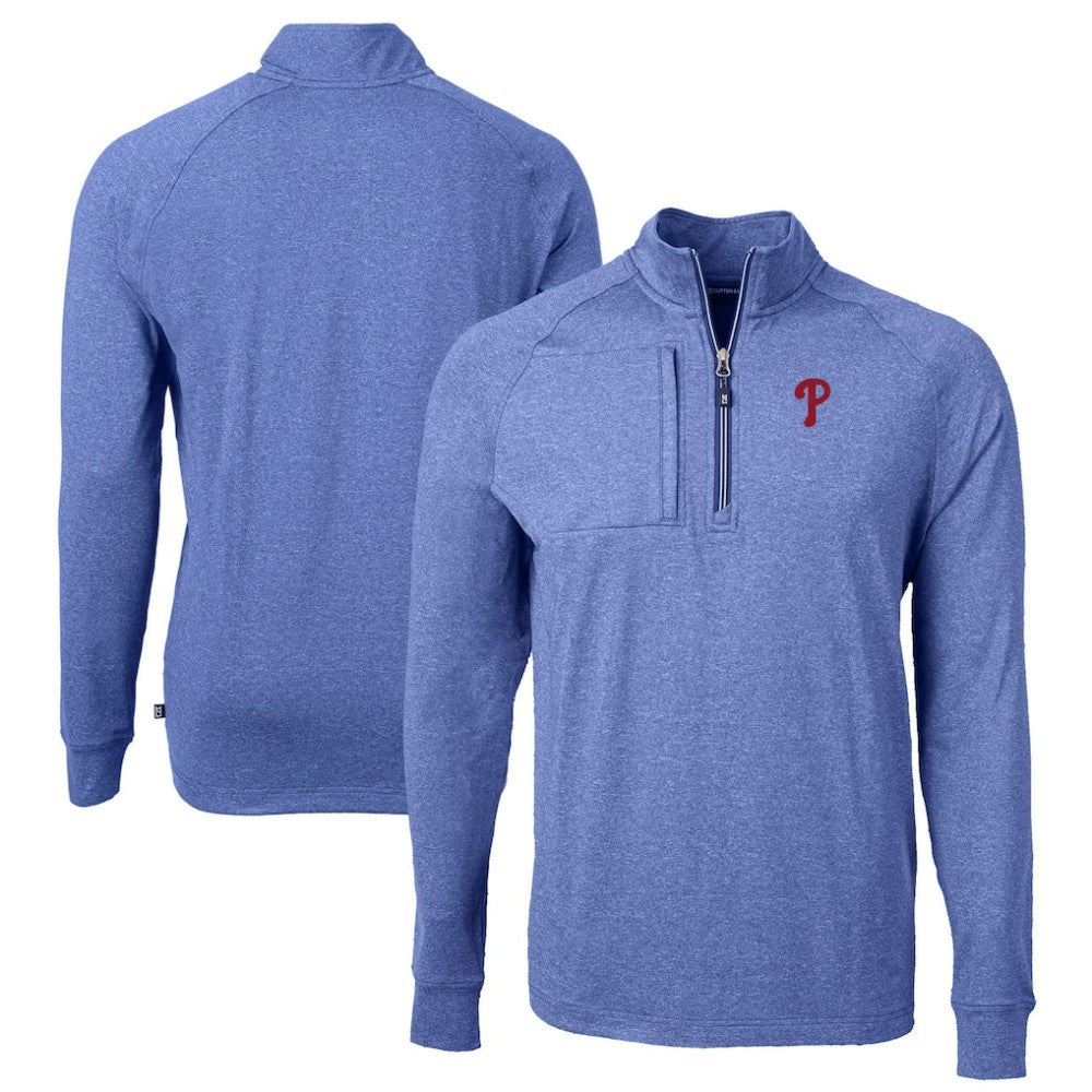 MLB Philadelphia Phillies Cutter & Buck Adapt Eco Knit Stretch Recycled Quarter-Zip Pullover Top