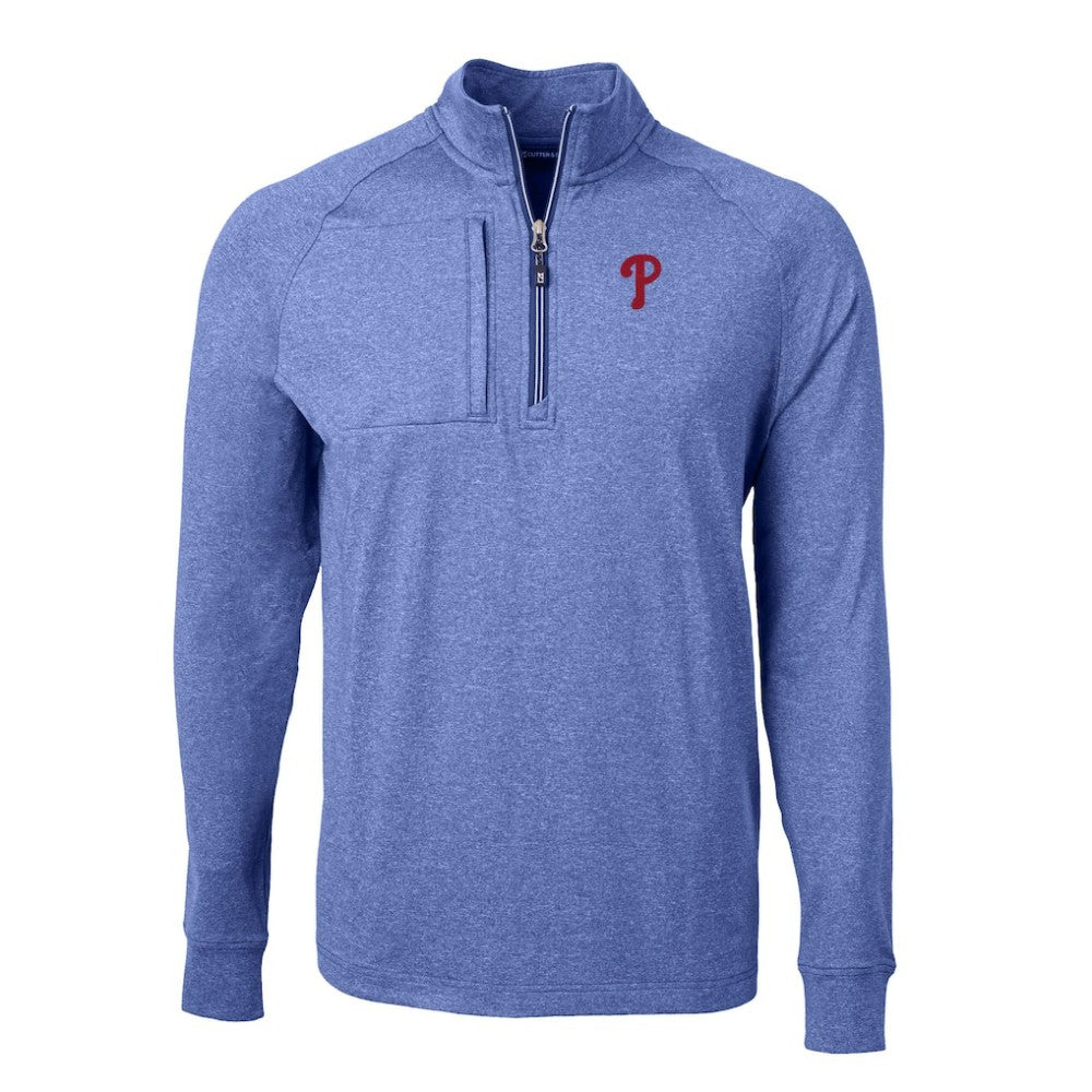 MLB Philadelphia Phillies Cutter & Buck Adapt Eco Knit Stretch Recycled Quarter-Zip Pullover Top
