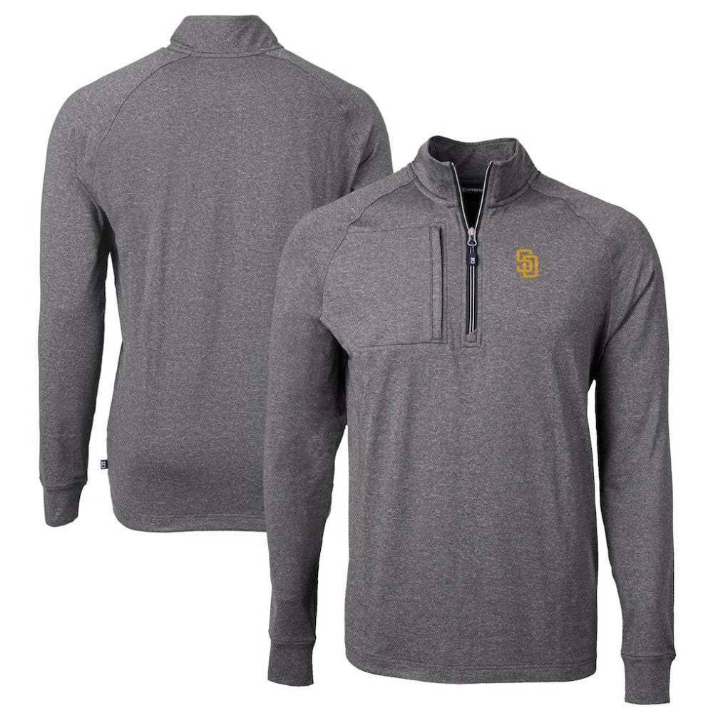 MLB San Diego Padres Cutter & Buck Adapt Eco Knit Stretch Recycled Quarter-Zip Pullover Top
