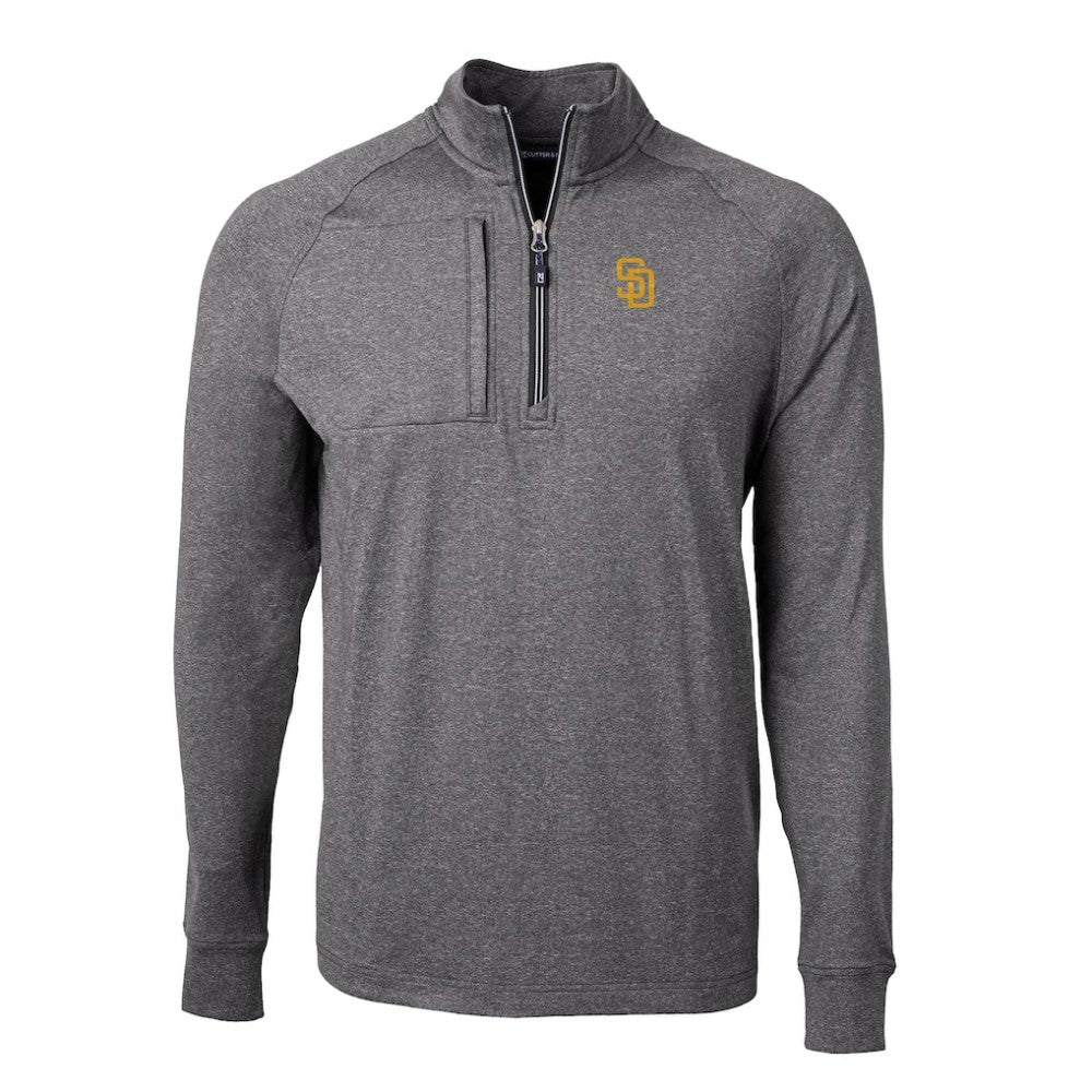 MLB San Diego Padres Cutter & Buck Adapt Eco Knit Stretch Recycled Quarter-Zip Pullover Top