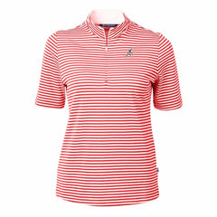 MLB Atlanta Braves Cutter & Buck Women's Virtue Eco Pique Stripe Recycled Quarter-Zip Pullover Top