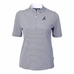 MLB Atlanta Braves Cutter & Buck Women's Virtue Eco Pique Stripe Top