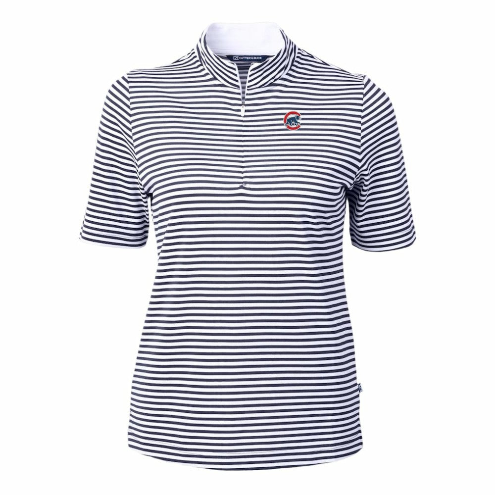 MLB Chicago Cubs Cutter & Buck Women's Virtue Eco Pique Stripe Top