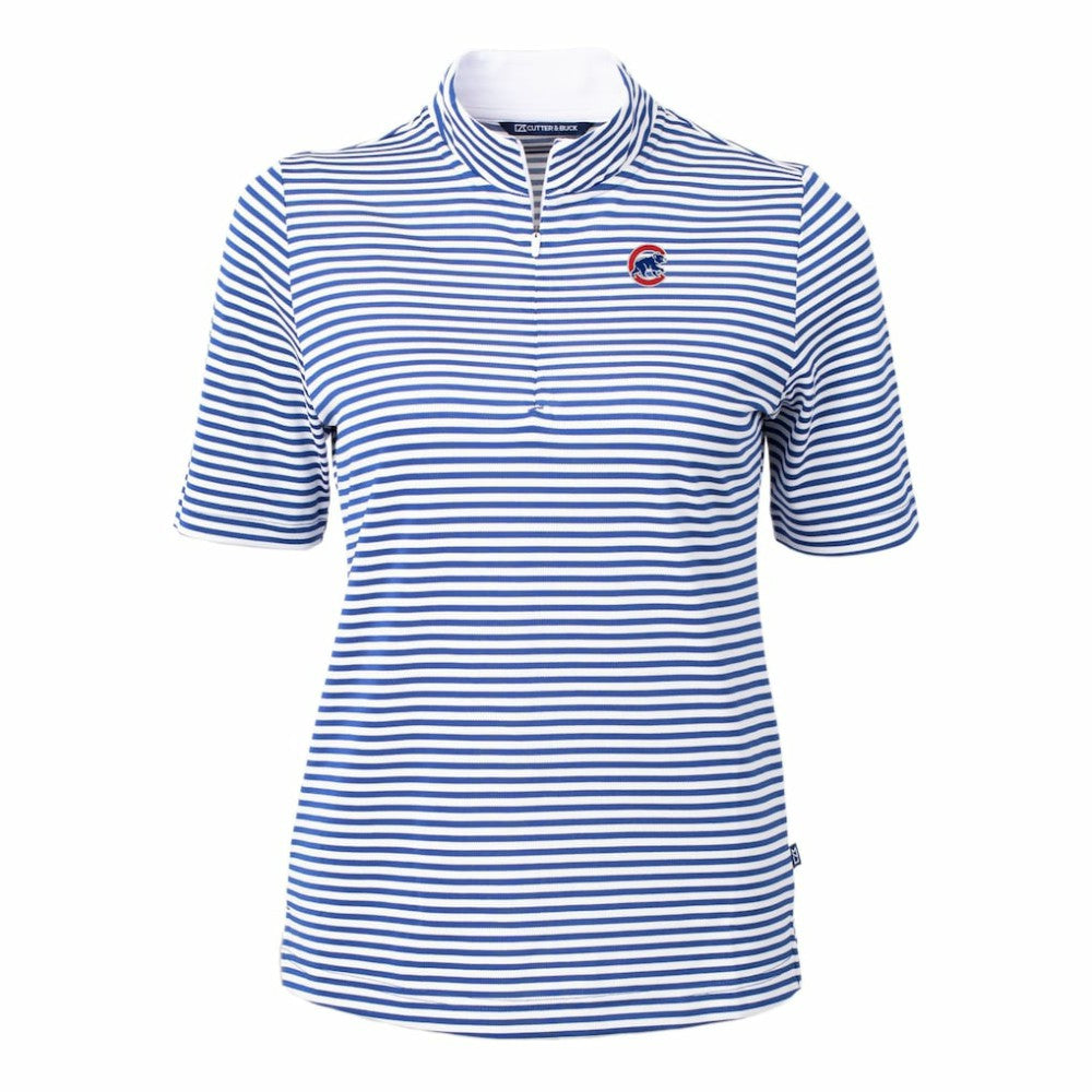 MLB Chicago Cubs Cutter & Buck Women's Virtue Eco Pique Stripe Top