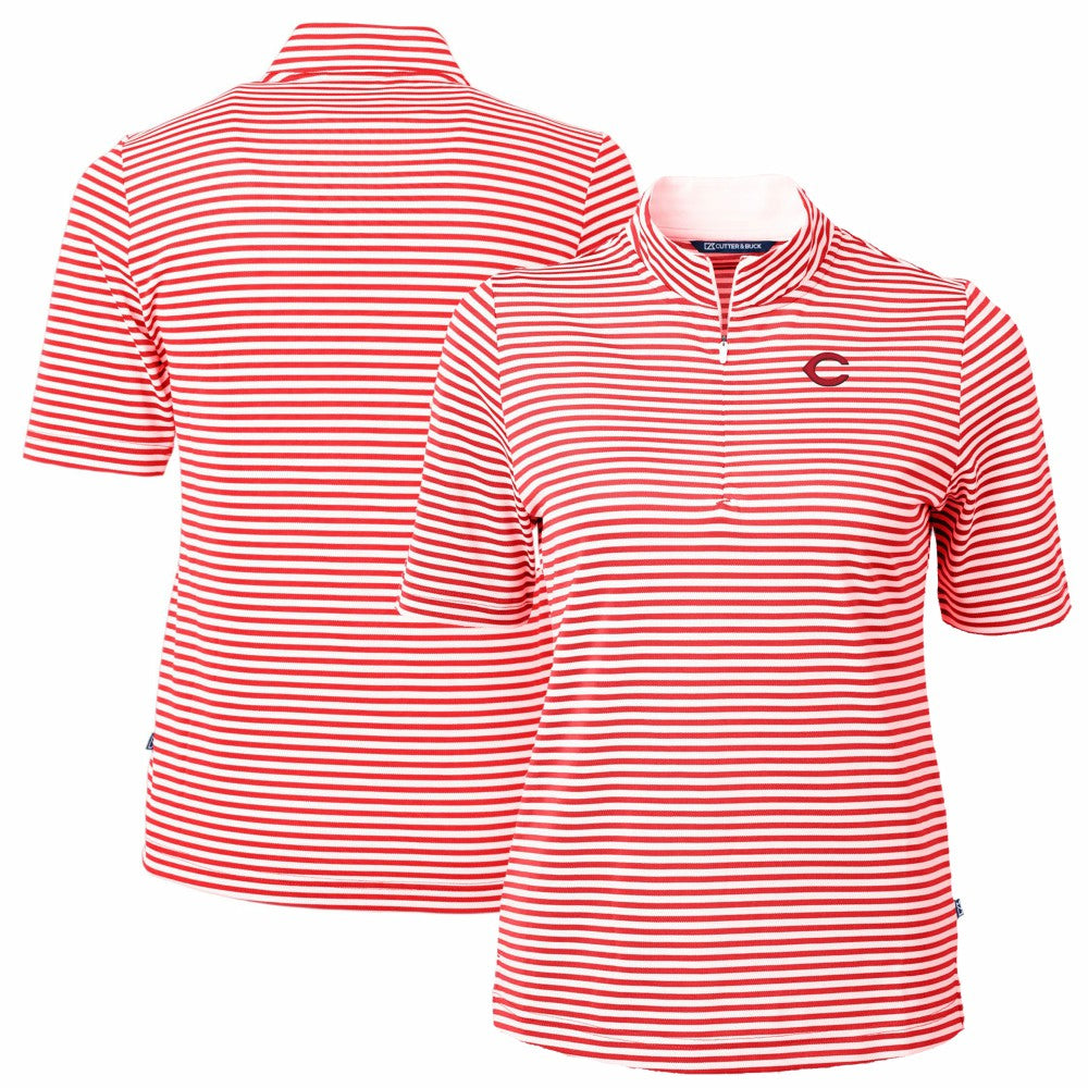 MLB Cincinnati Reds Cutter & Buck Women's Virtue Eco Pique Stripe Top