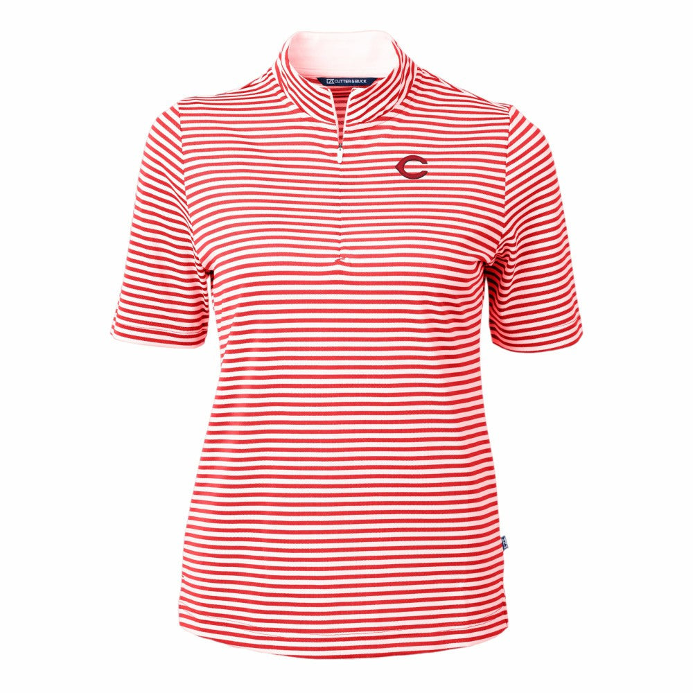 MLB Cincinnati Reds Cutter & Buck Women's Virtue Eco Pique Stripe Top