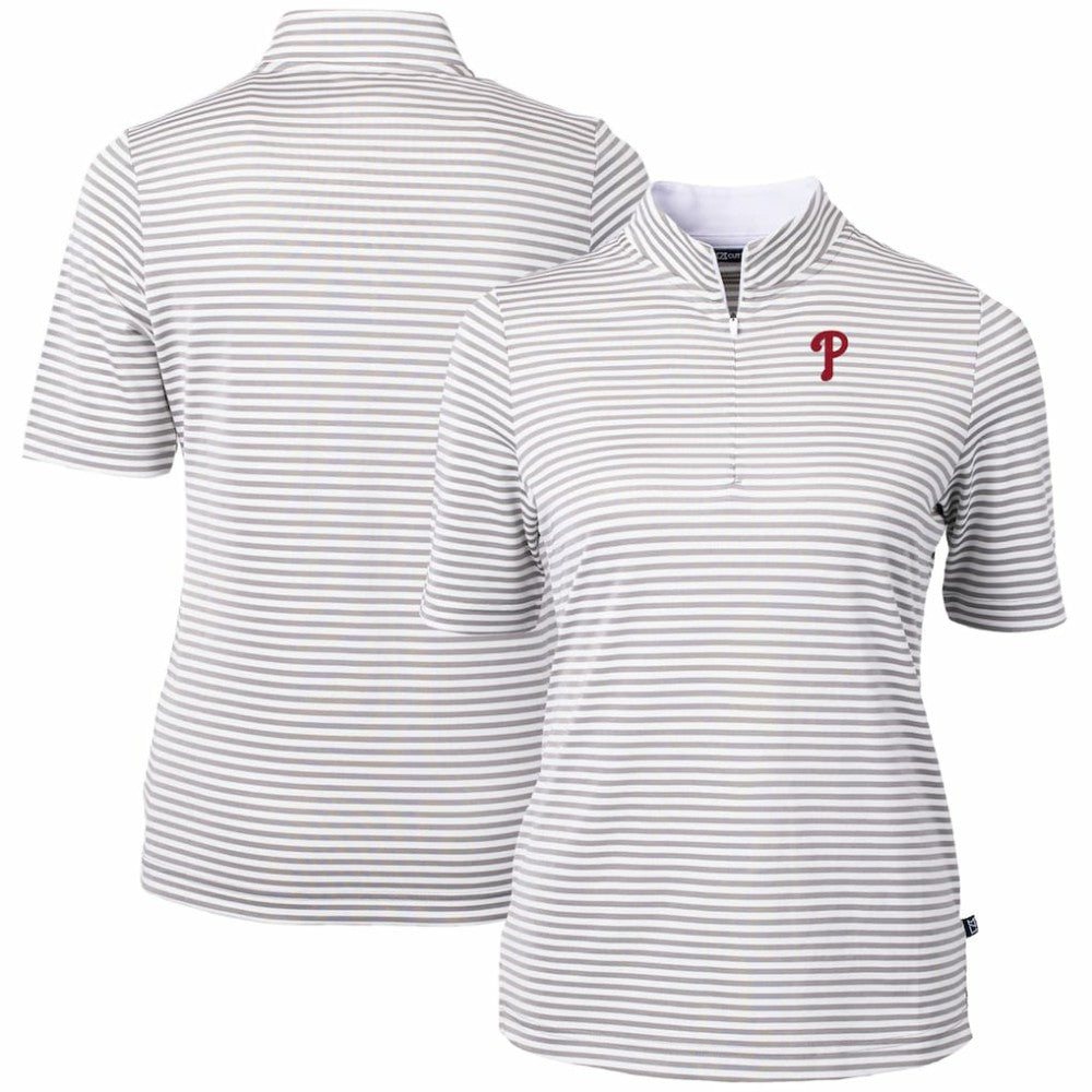 MLB Philadelphia Phillies Cutter & Buck Women's Virtue Eco Pique Stripe Top
