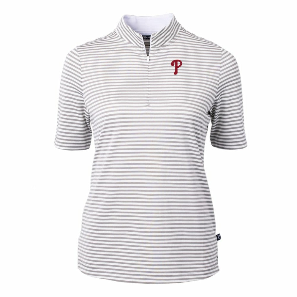 MLB Philadelphia Phillies Cutter & Buck Women's Virtue Eco Pique Stripe Top