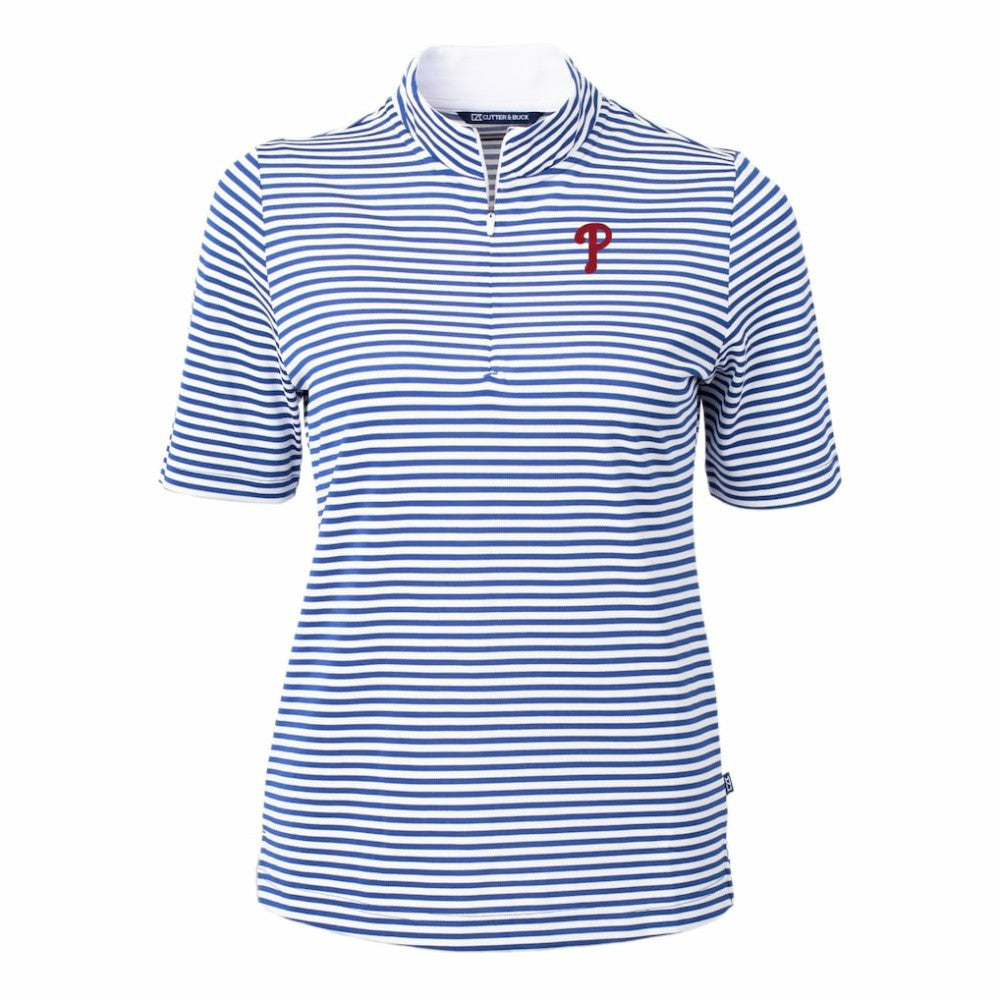 MLB Philadelphia Phillies Cutter & Buck Women's Virtue Eco Pique Stripe Top