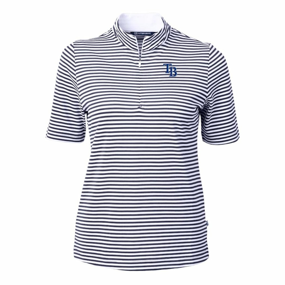 MLB Tampa Bay Rays Cutter & Buck Women's Virtue Eco Pique Stripe Top