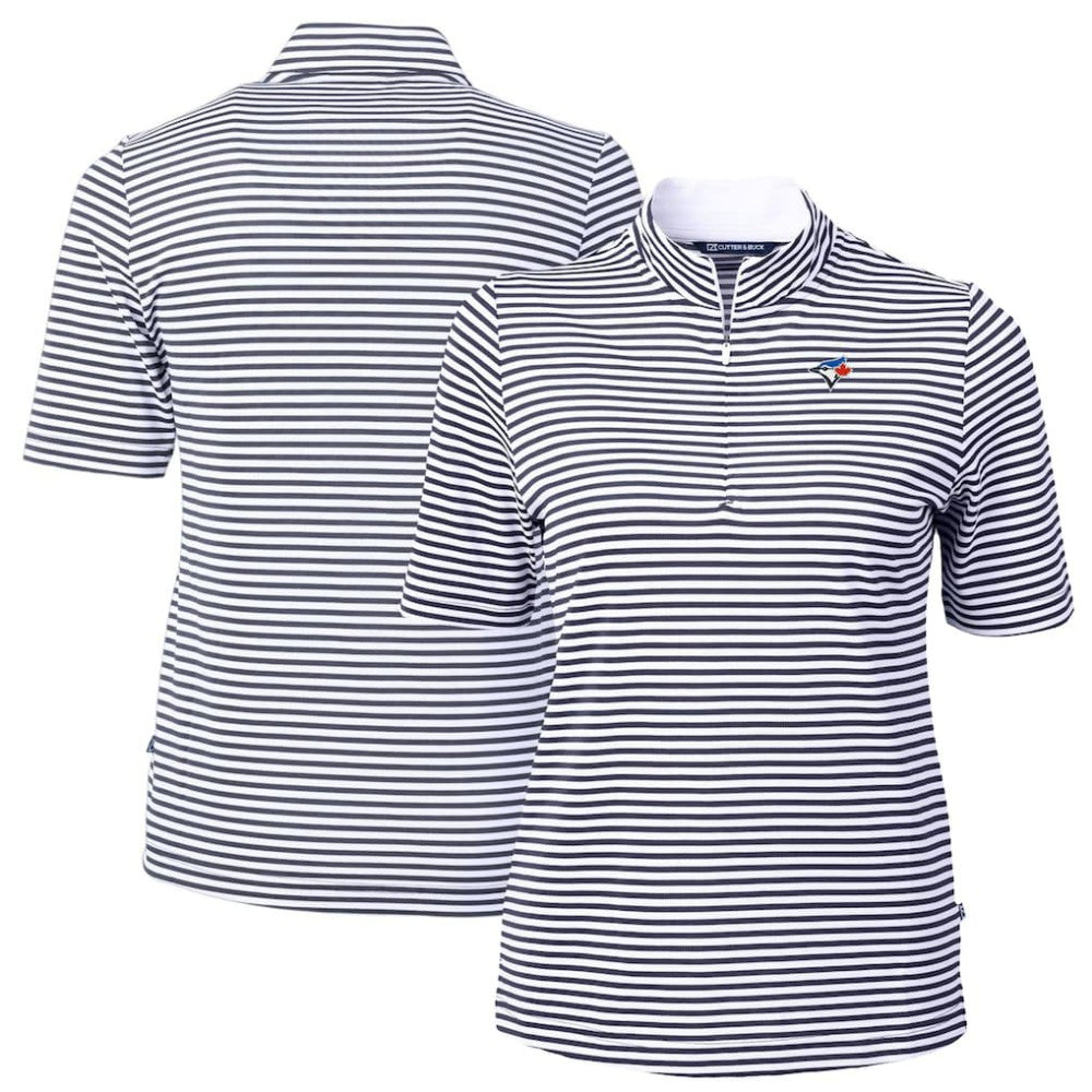MLB Toronto Blue Jays Cutter & Buck Women's Virtue Eco Pique Stripe Top