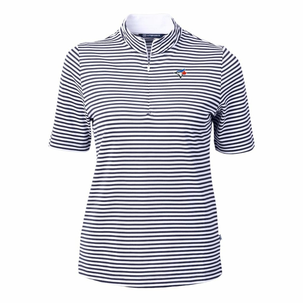 MLB Toronto Blue Jays Cutter & Buck Women's Virtue Eco Pique Stripe Top