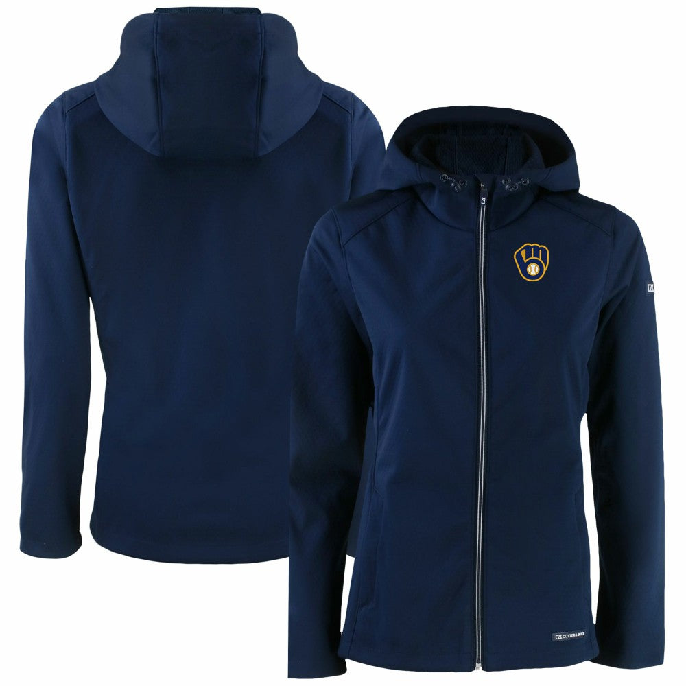 MLB Milwaukee Brewers Cutter & Buck Women's Evoke Eco Softshell Recycled Full-Zip Jacket