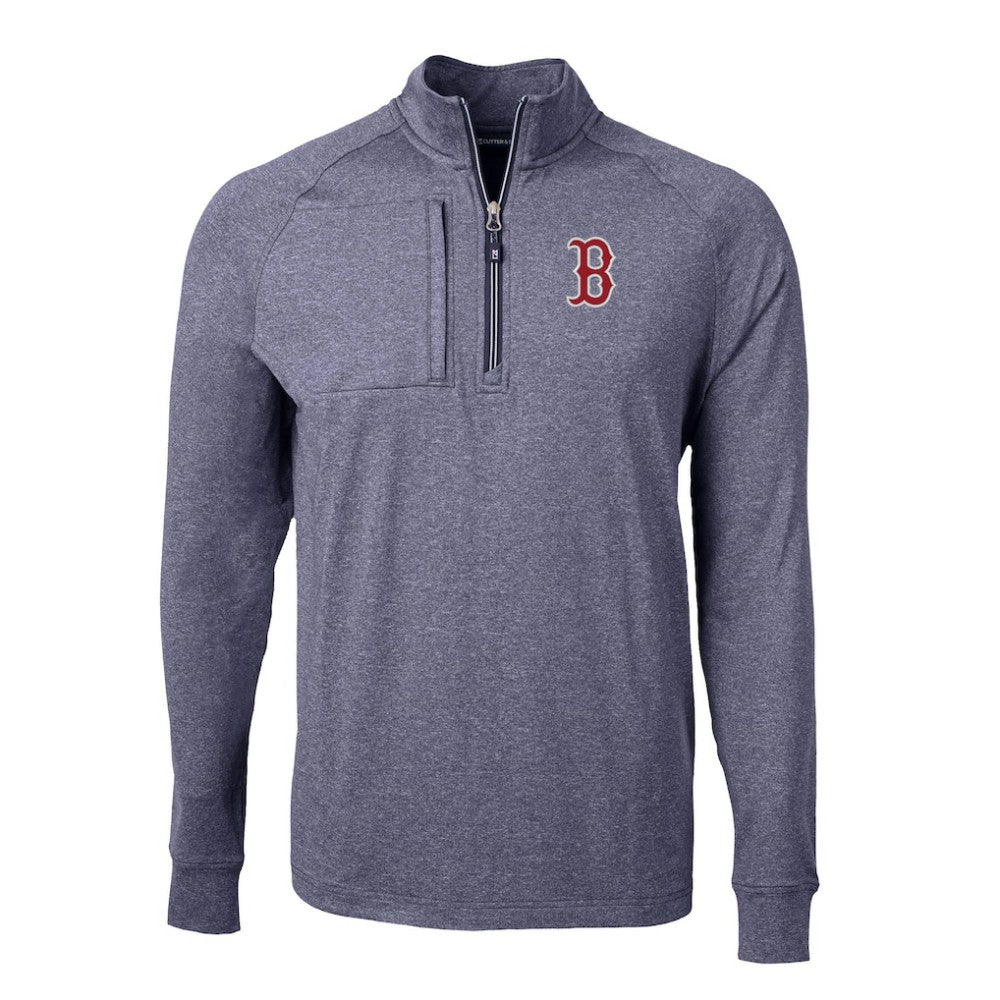 MLB Boston Red Sox Cutter & Buck Big & Tall Adapt Eco Knit Stretch Recycled Quarter-Zip Pullover Top