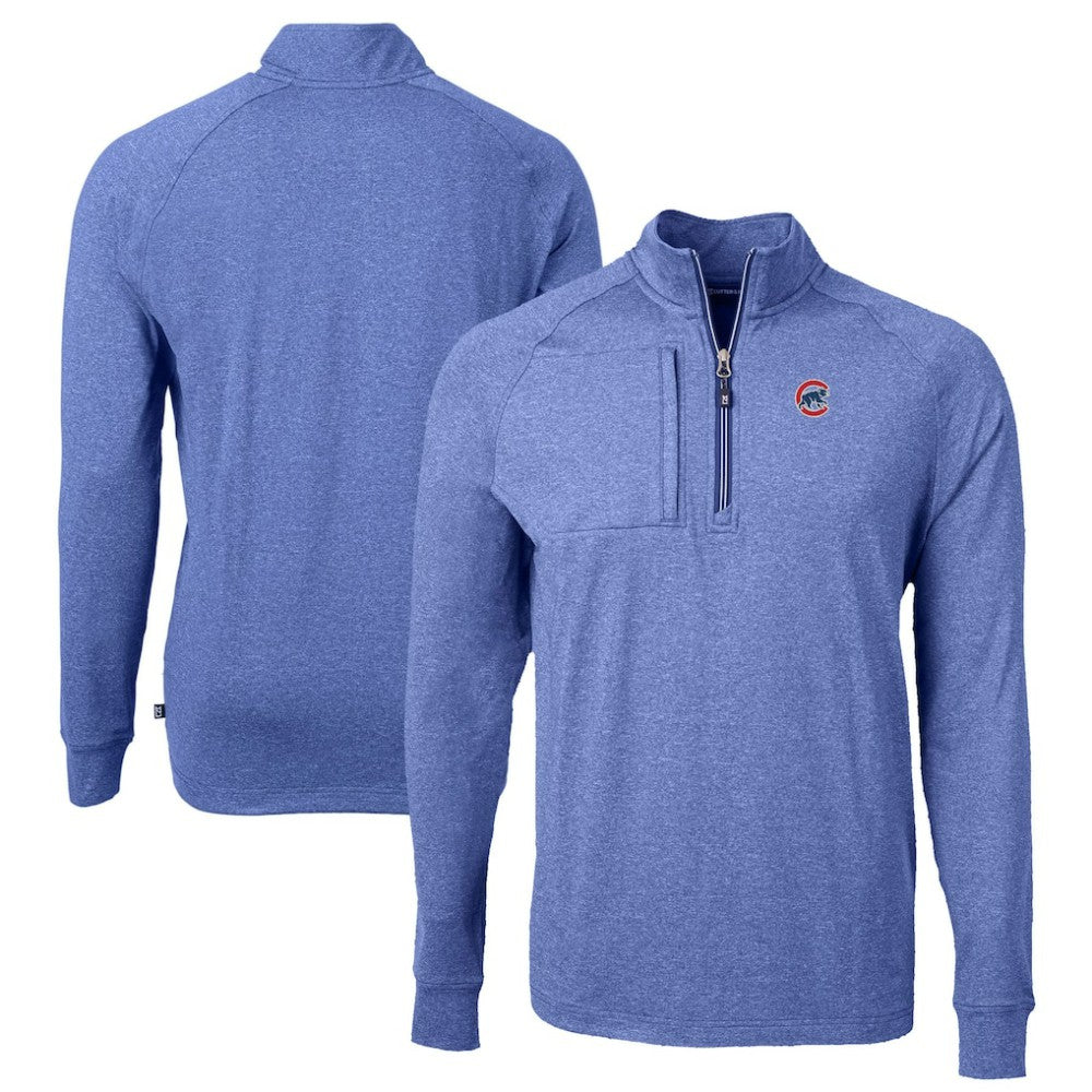 MLB Chicago Cubs Cutter & Buck Big & Tall Adapt Eco Knit Stretch Recycled Quarter-Zip Pullover Top