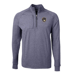 MLB Milwaukee Brewers Cutter & Buck Big & Tall Adapt Eco Knit Stretch Recycled Quarter-Zip Pullover Top