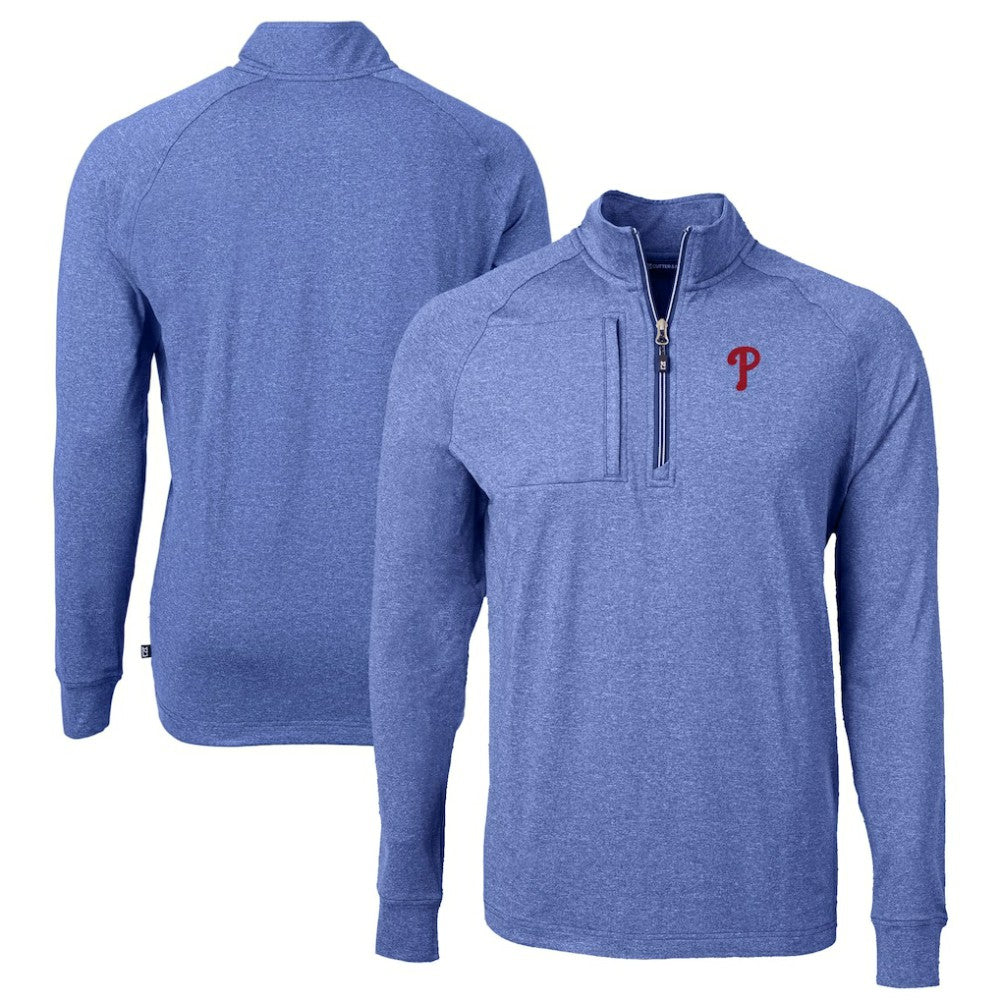 MLB Philadelphia Phillies Cutter & Buck Big & Tall Adapt Eco Knit Stretch Recycled Quarter-Zip Pullover Top