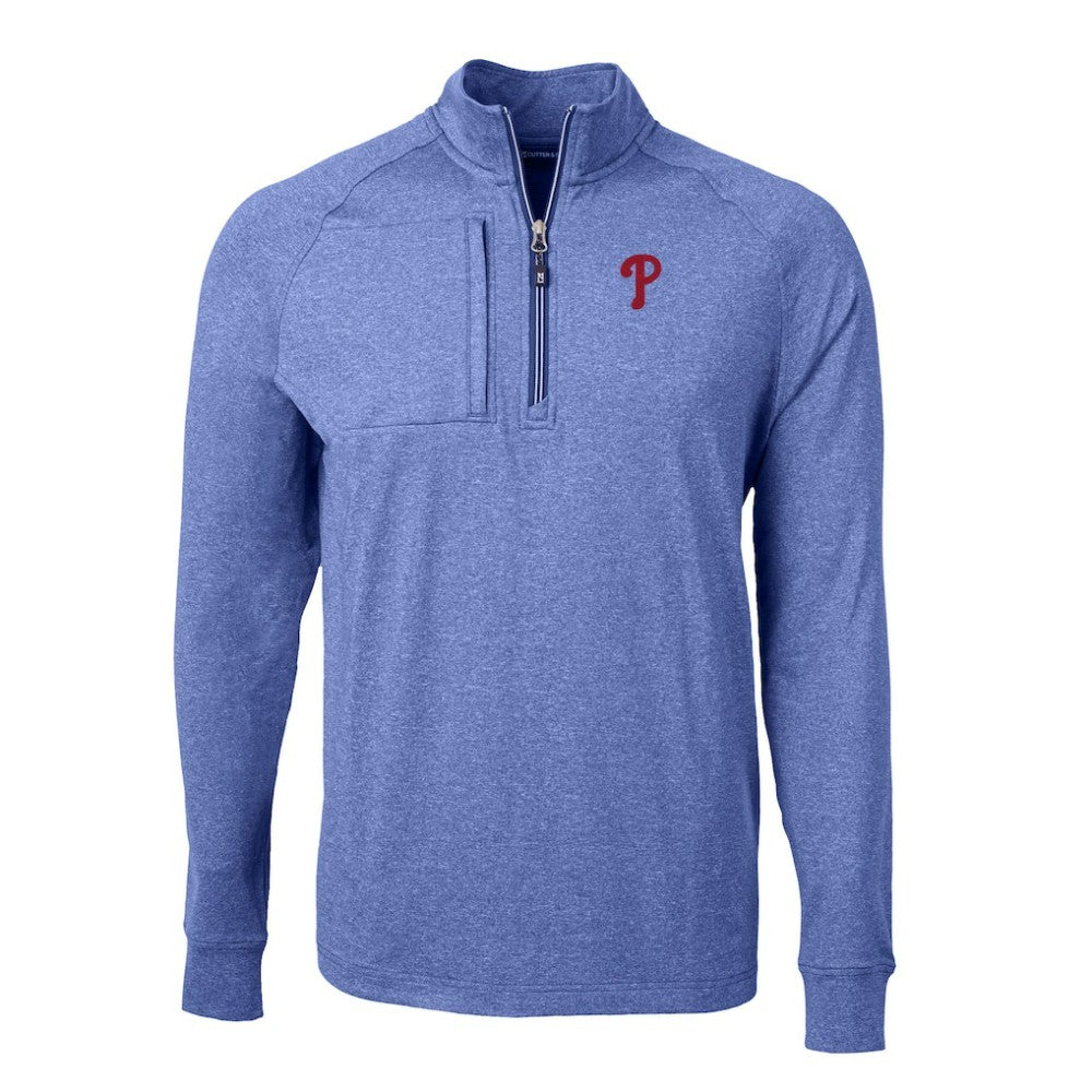 MLB Philadelphia Phillies Cutter & Buck Big & Tall Adapt Eco Knit Stretch Recycled Quarter-Zip Pullover Top