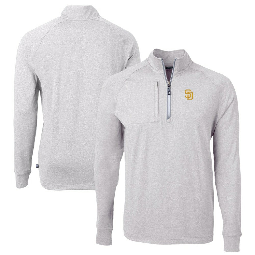 MLB San Diego Padres Cutter & Buck Big & Tall Adapt Eco Knit Stretch Recycled Quarter-Zip Pullover Top