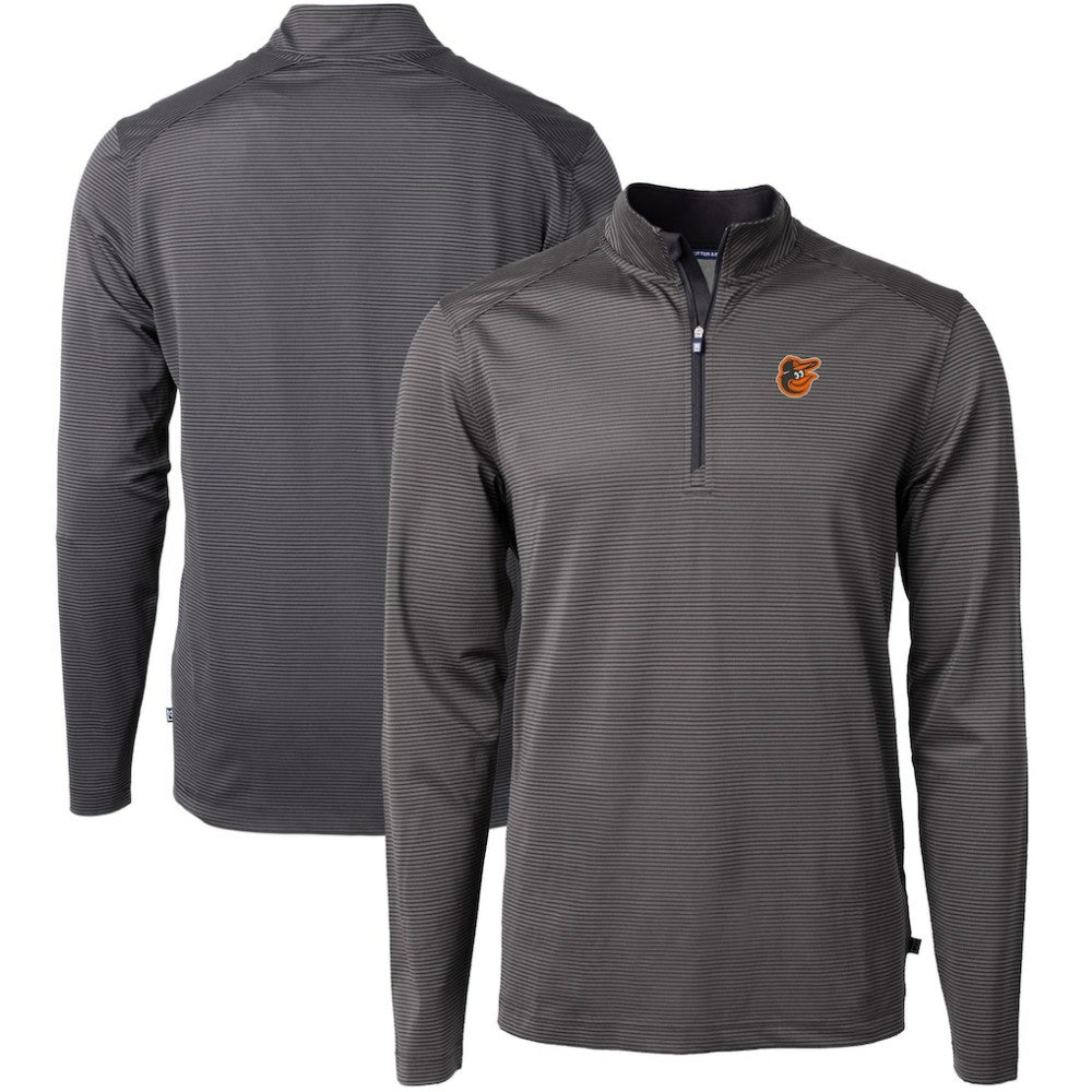 MLB Baltimore Orioles Cutter & Buck Virtue Eco Pique Micro Stripe Big & Tall Recycled Quarter-Zip Pullover Top