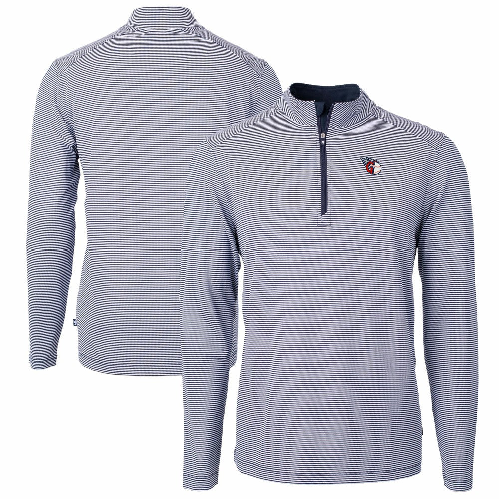 MLB Cleveland Guardians Cutter & Buck Virtue Eco Pique Micro Stripe Big & Tall Recycled Quarter-Zip Pullover Top