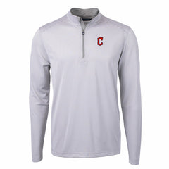 MLB Cleveland Guardians Cutter & Buck Virtue Eco Pique Micro Stripe Big & Tall Recycled Quarter-Zip Pullover Top