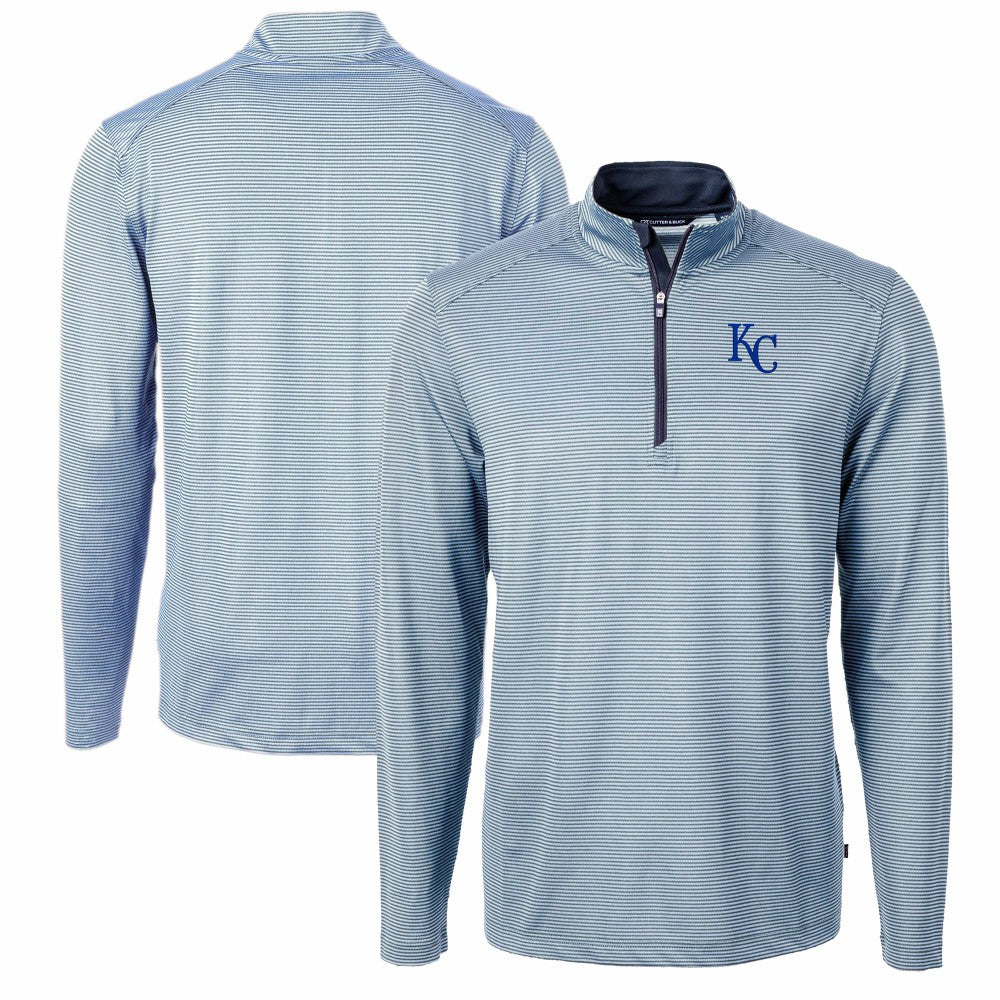 MLB Kansas City Royals Cutter & Buck Virtue Eco Pique Micro Stripe Big & Tall Recycled Quarter-Zip Pullover Top
