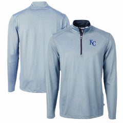 MLB Kansas City Royals Cutter & Buck Virtue Eco Pique Micro Stripe Big & Tall Recycled Quarter-Zip Pullover Top