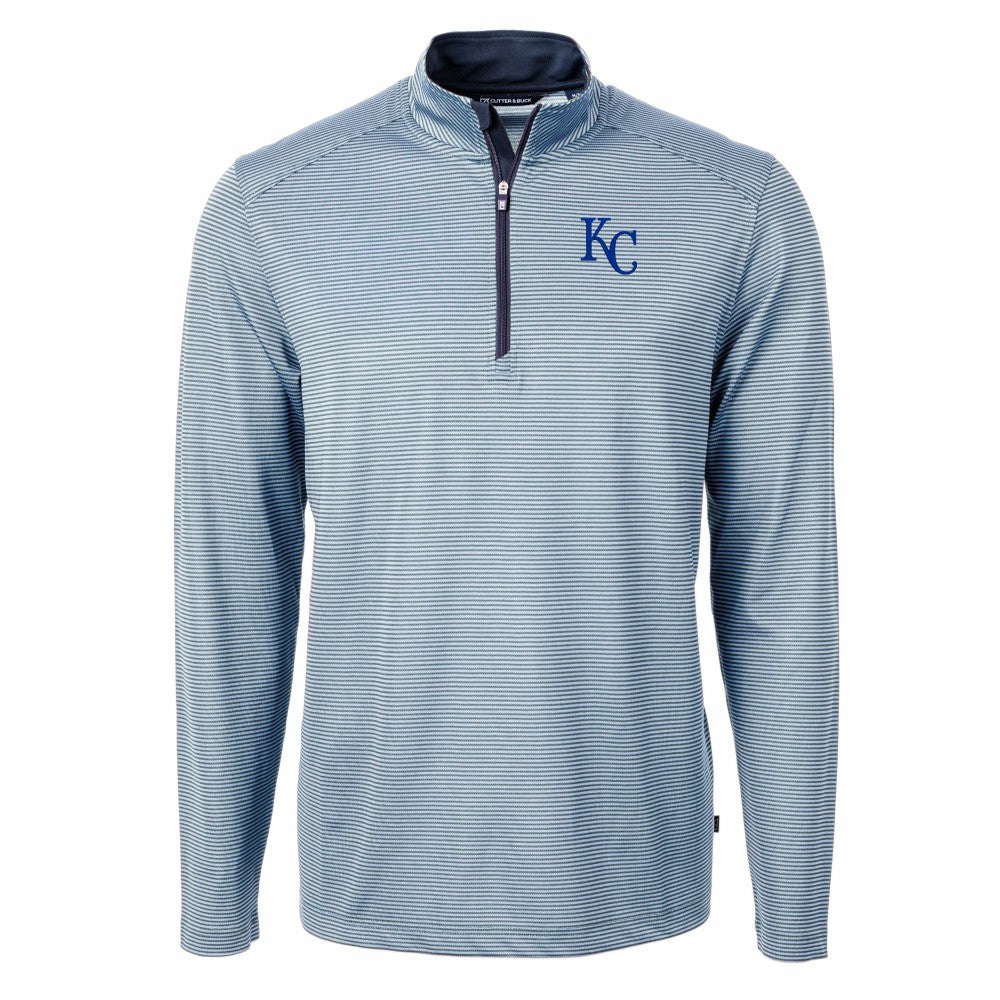 MLB Kansas City Royals Cutter & Buck Virtue Eco Pique Micro Stripe Big & Tall Recycled Quarter-Zip Pullover Top