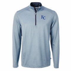 MLB Kansas City Royals Cutter & Buck Virtue Eco Pique Micro Stripe Big & Tall Recycled Quarter-Zip Pullover Top