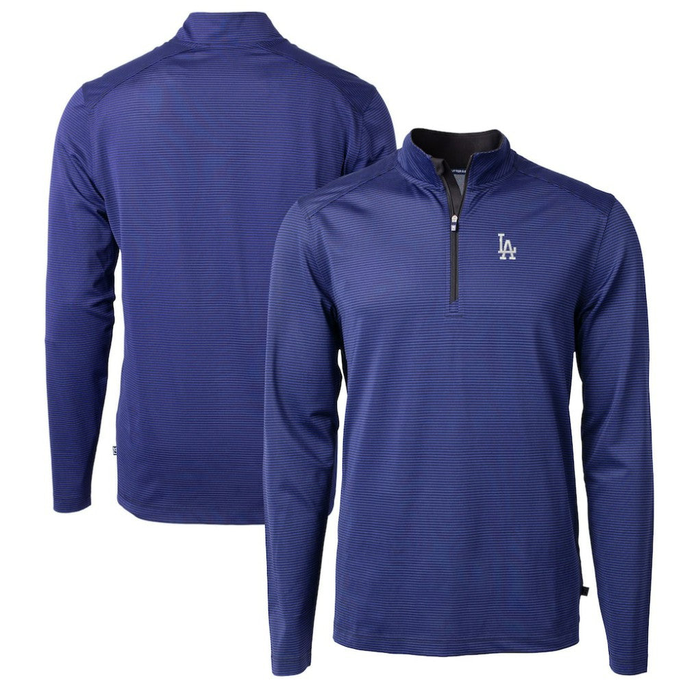 MLB Los Angeles Dodgers Cutter & Buck Virtue Eco Pique Micro Stripe Big & Tall Recycled Quarter-Zip Pullover Top