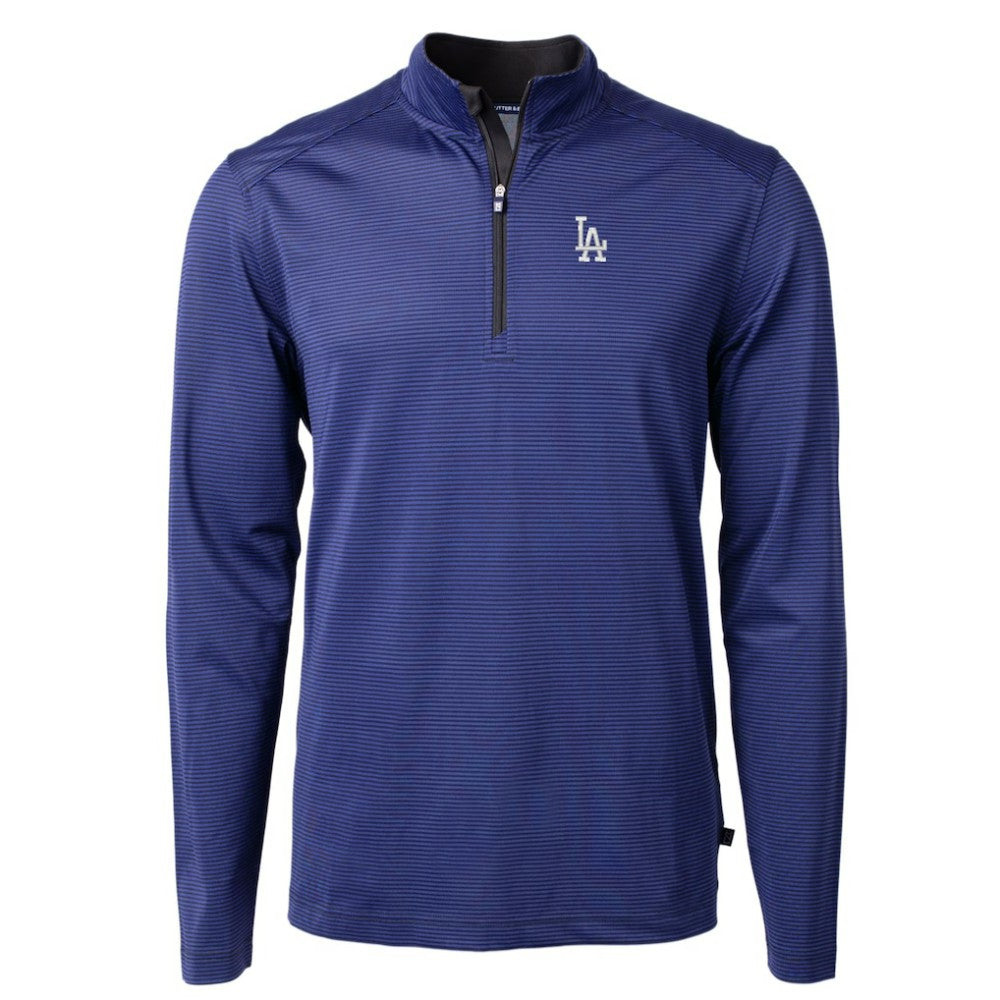 MLB Los Angeles Dodgers Cutter & Buck Virtue Eco Pique Micro Stripe Big & Tall Recycled Quarter-Zip Pullover Top