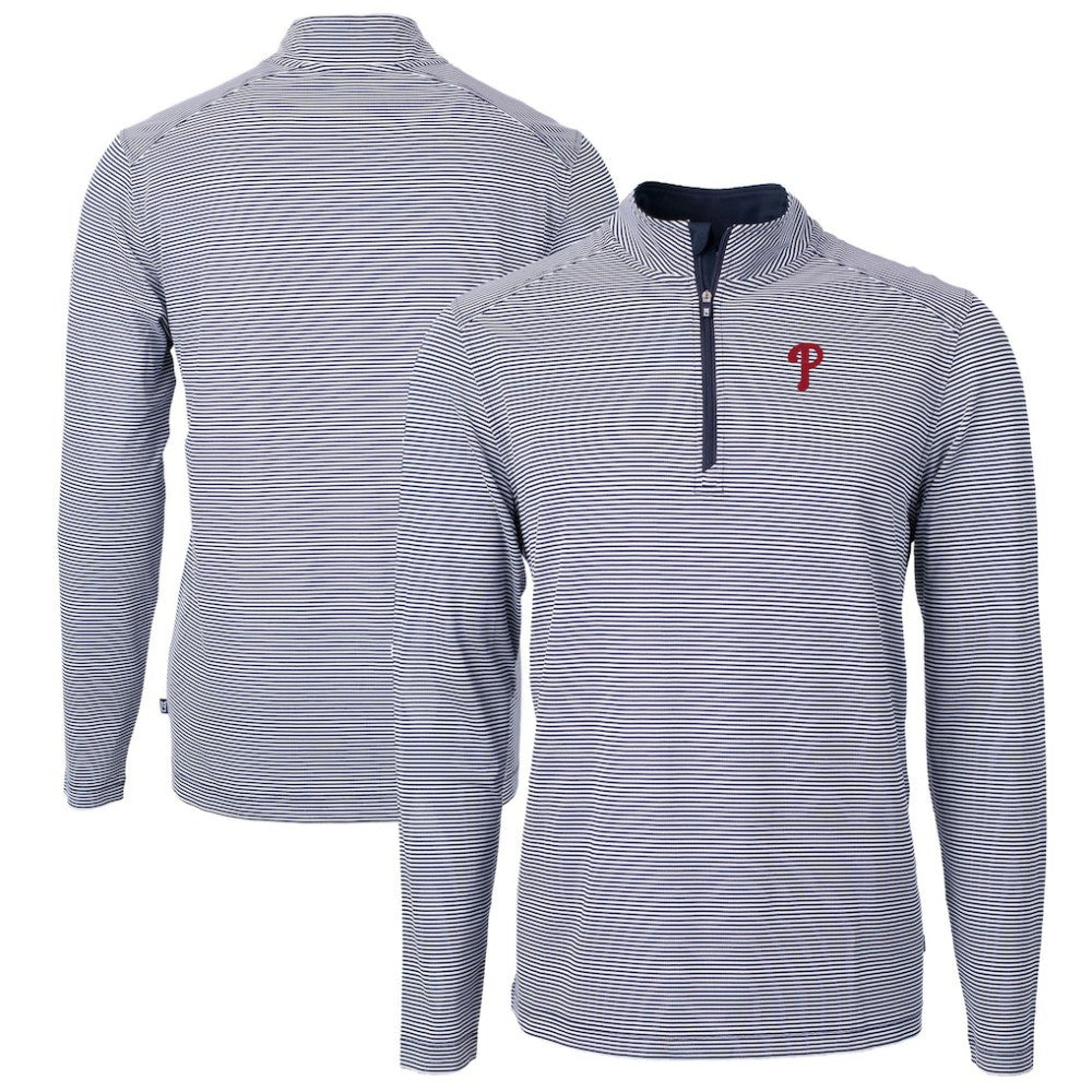 MLB Philadelphia Phillies Cutter & Buck Virtue Eco Pique Micro Stripe Big & Tall Recycled Quarter-Zip Pullover Top
