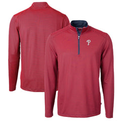 MLB Philadelphia Phillies Cutter & Buck Virtue Eco Pique Micro Stripe Big & Tall Recycled Quarter-Zip Pullover Top