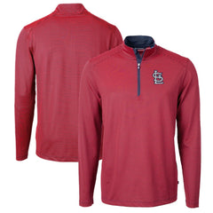 MLB St. Louis Cardinals Cutter & Buck Virtue Eco Pique Micro Stripe Big & Tall Recycled Quarter-Zip Pullover Top