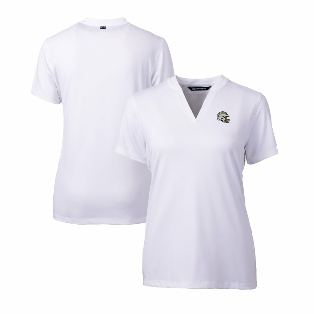 Cutter & Buck Women's Helmet Logo DryTec Forge Stretch V-Neck Blade Top - Los Angeles Chargers