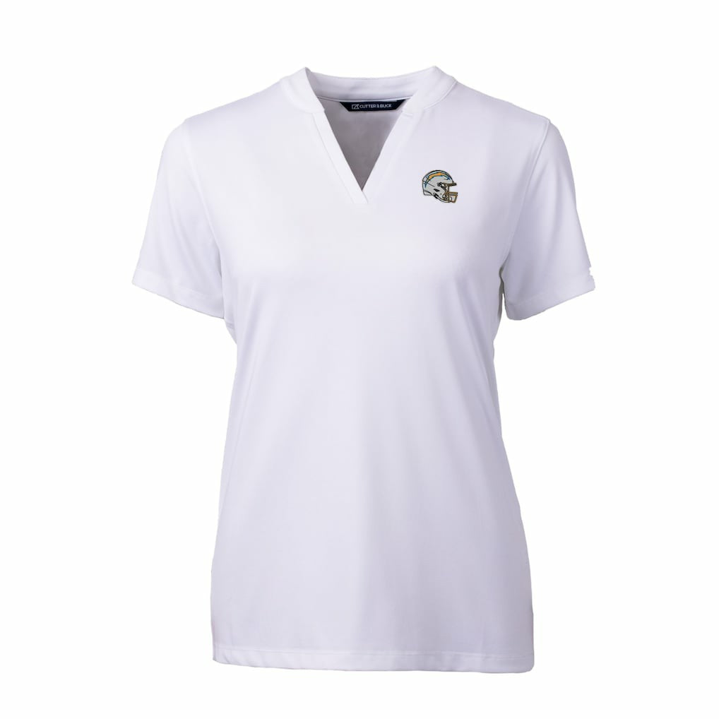 Cutter & Buck Women's Helmet Logo DryTec Forge Stretch V-Neck Blade Top - Los Angeles Chargers