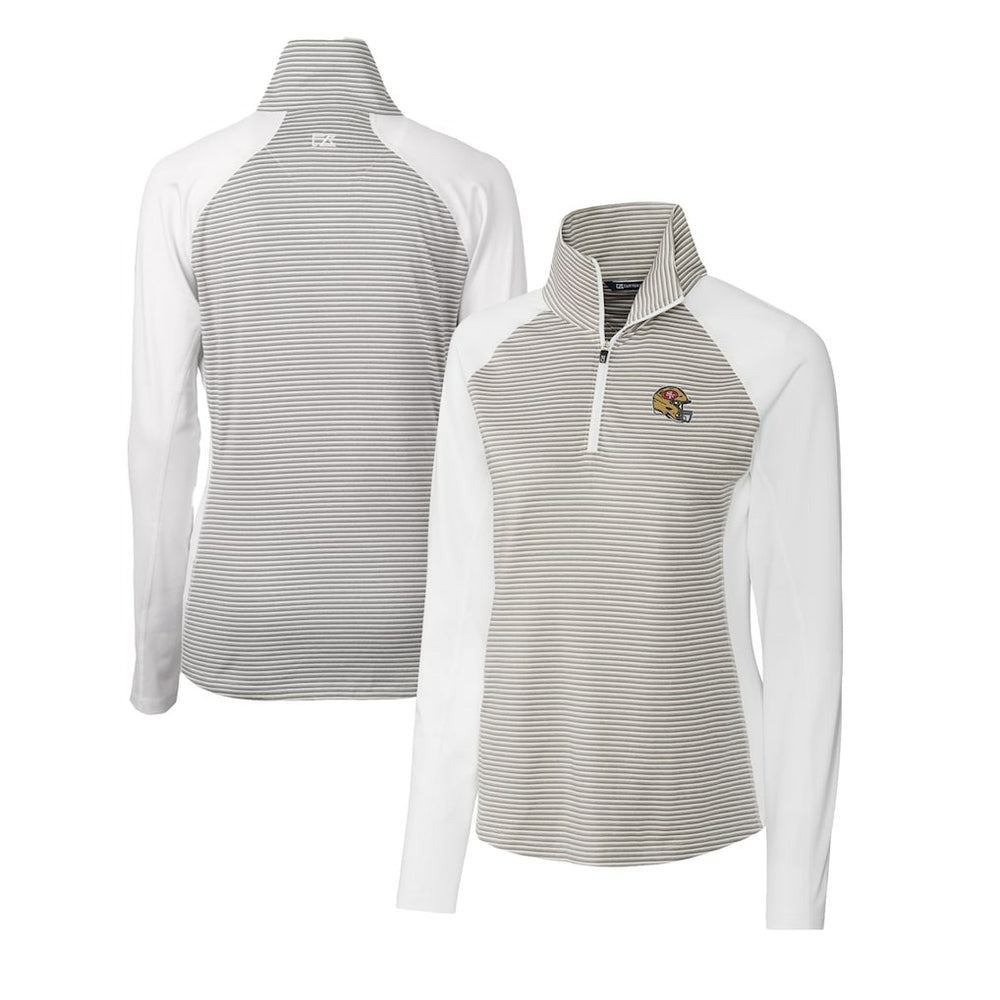 Cutter & Buck Women's Helmet Logo DryTec Forge Tonal Stripe Stretch Half-Zip Top - San Francisco 49ers
