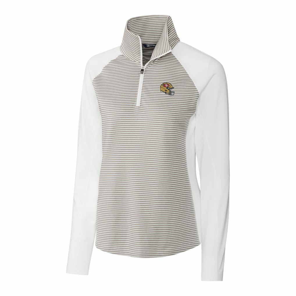 Cutter & Buck Women's Helmet Logo DryTec Forge Tonal Stripe Stretch Half-Zip Top - San Francisco 49ers